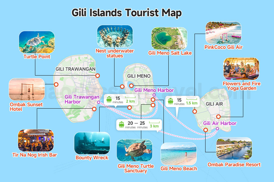 Gili Islands Tourist Map