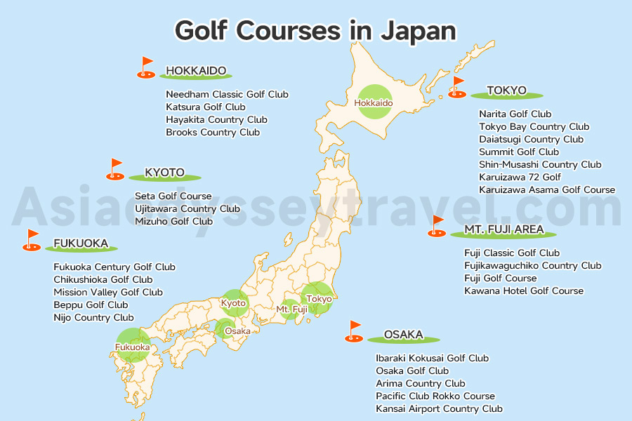 Japan Golf Courses Map