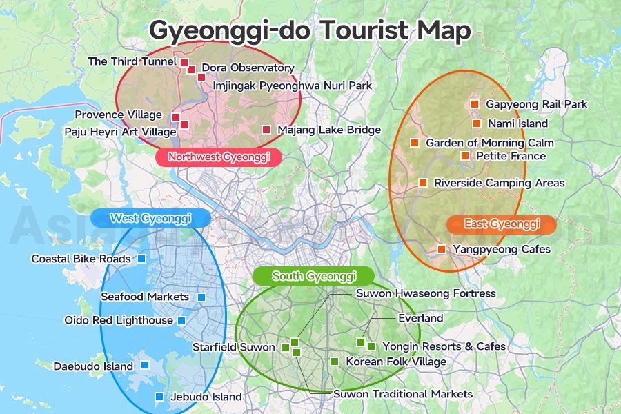 Gyeonggi-do Tourist Areas on Map