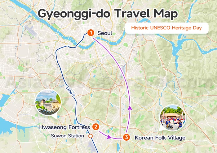 Gyeonggi-do Travel Route on Map