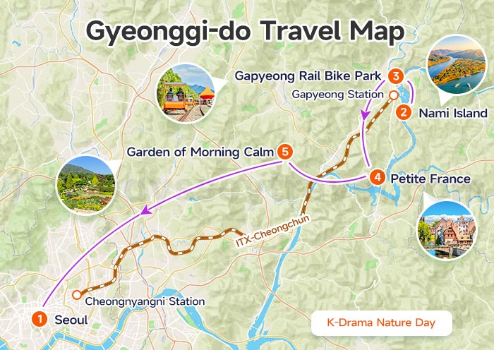 Gyeonggi-do Travel Route on Map