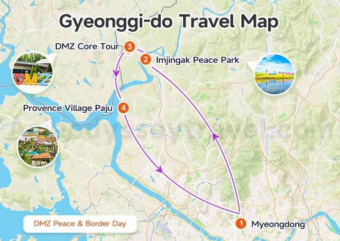 Gyeonggi-do Travel Route on Map