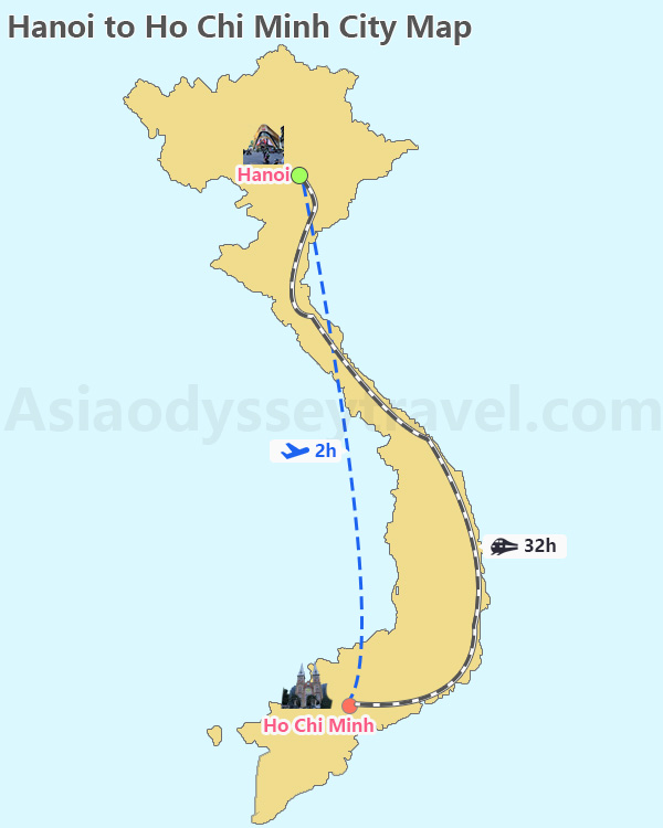 Hanoi to Ho Chi Minh City Map