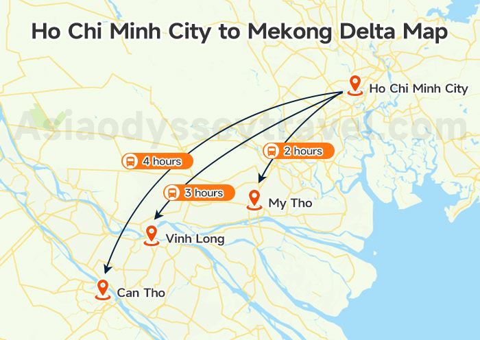HCMC to Mekong Delta Map
