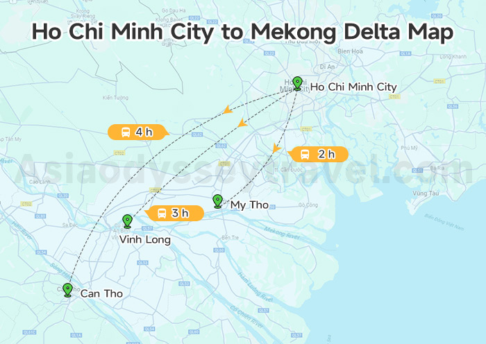 HCMC to Mekong Delta Map