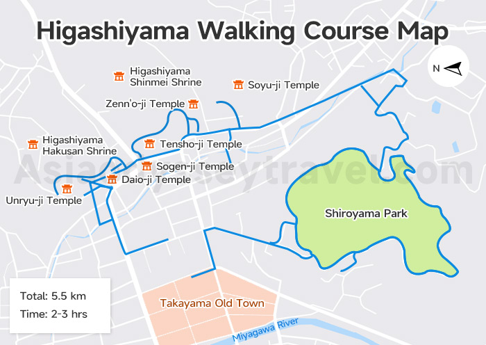 Higashiyama Walking Course Map