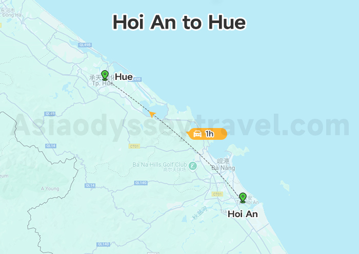 Hoi An to Hue Map