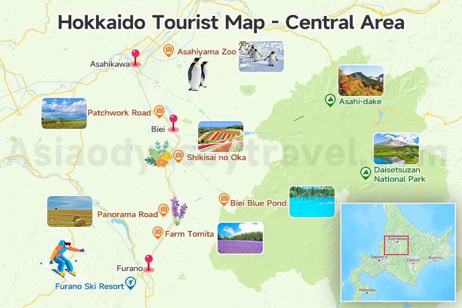 Japan Hokkaido Tourist Map