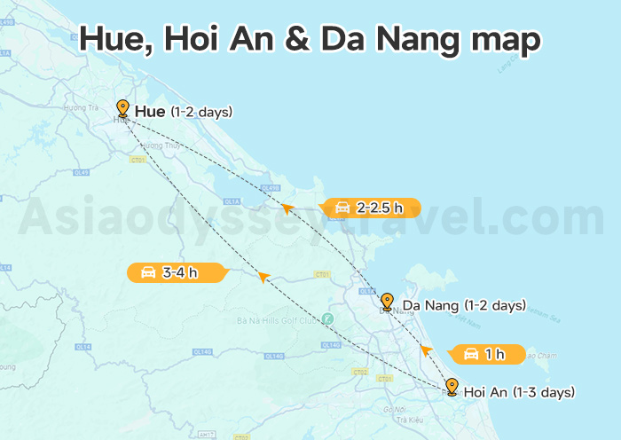 Hue, Hoi An & Da Nang Map