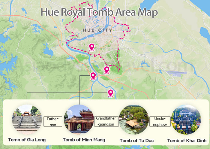 Hue Royal Tombs Area Map