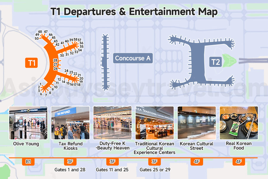 Seoul Incheon Airport Terminal 1 Map for Departure