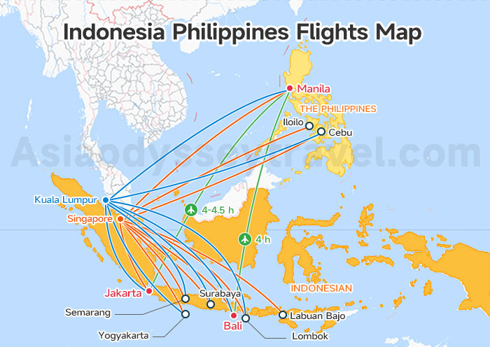 Indonesia and Philippines Flights Map