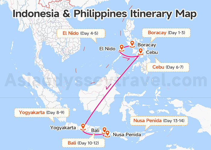 Indonesia & Philippines Itinerary Map