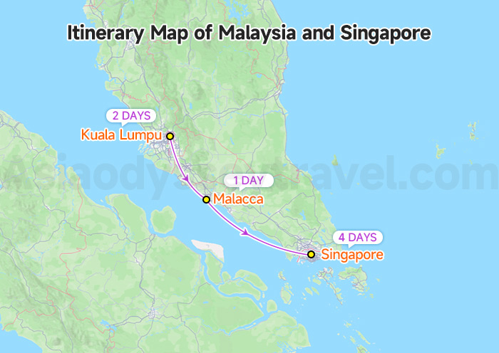 Itinerary Map of Malaysia and Singapore
