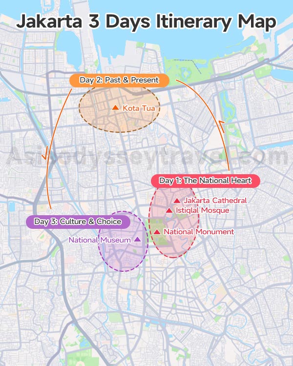 Jakarta City Itinerary Map