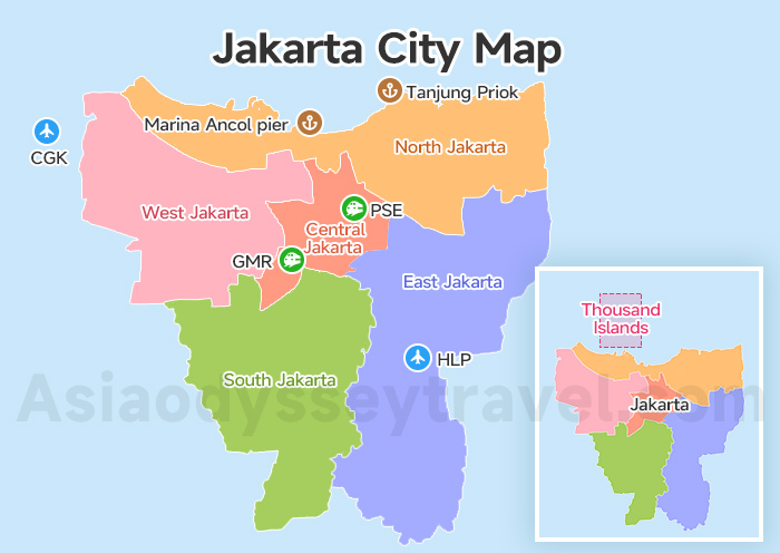 Jakarta Indonesia Map: Tourist Map of Jakarta City & Jabodetabek
