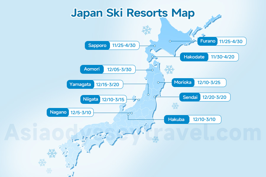 Japan Ski Resort Map