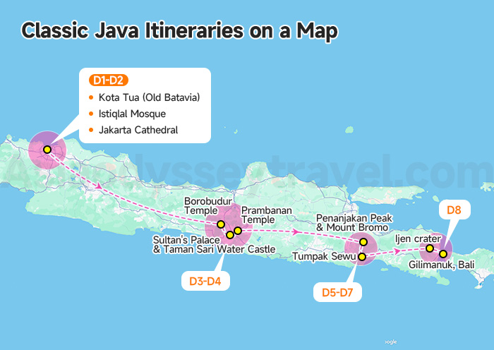 Java Itinerary Map
