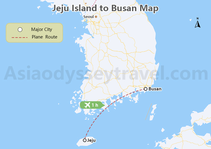 Jeju Island to Busan Map