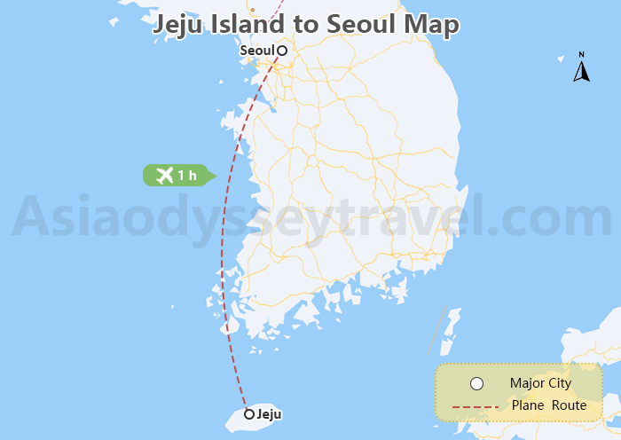Jeju Island to Seoul Map