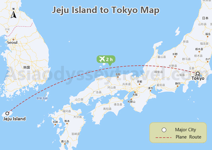 Jeju Island to Tokyo Map