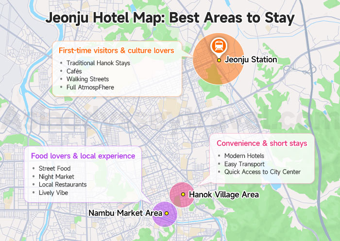 Jeonju Hotel Map Shows Best Area to Stay