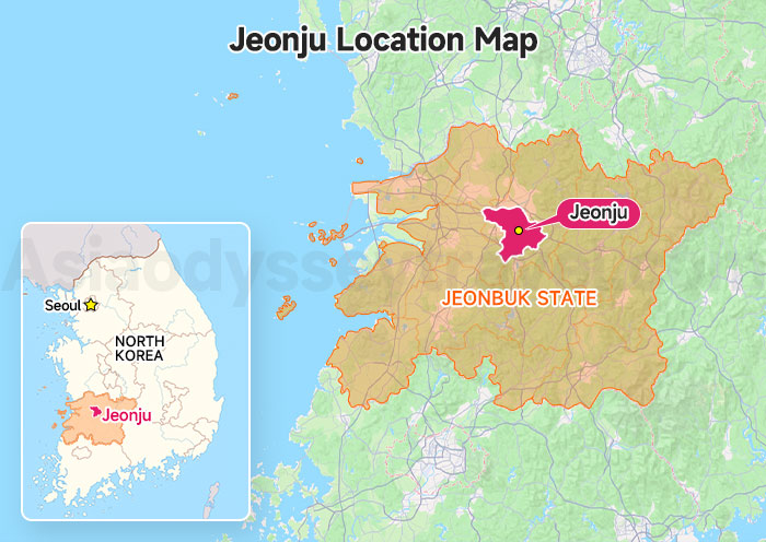 Jeonju Location on a South Korea Map