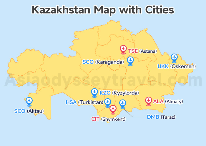Kazakhstan Map 2026: Map of Kazakhstan Country, Cities, Tourist (Free View)
