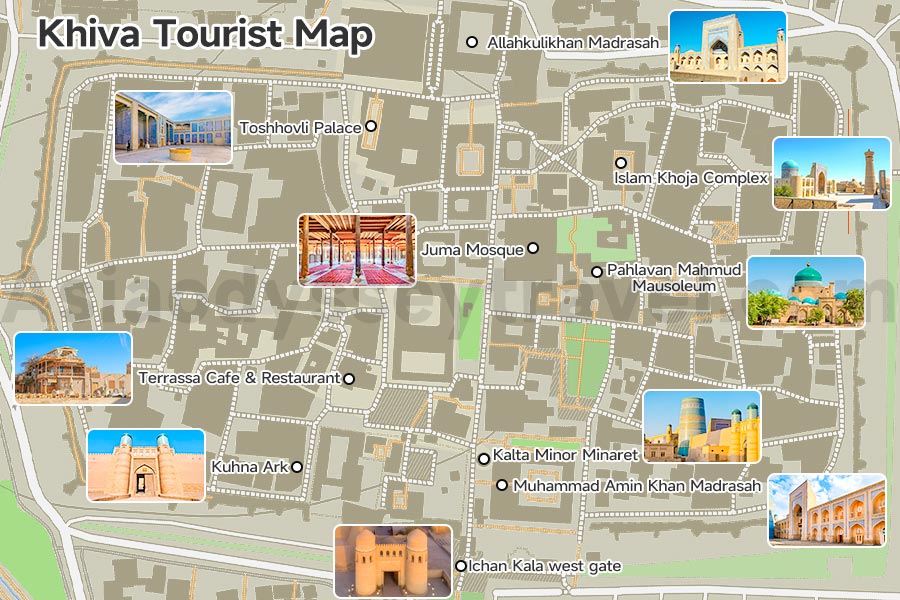 Khiva Uzbekistan Map