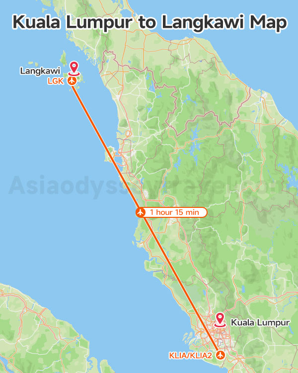 Kuala Lumpur to Langkawi Map