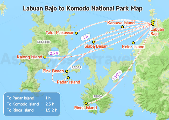 Labuan Bajo to Komodo National Park Map