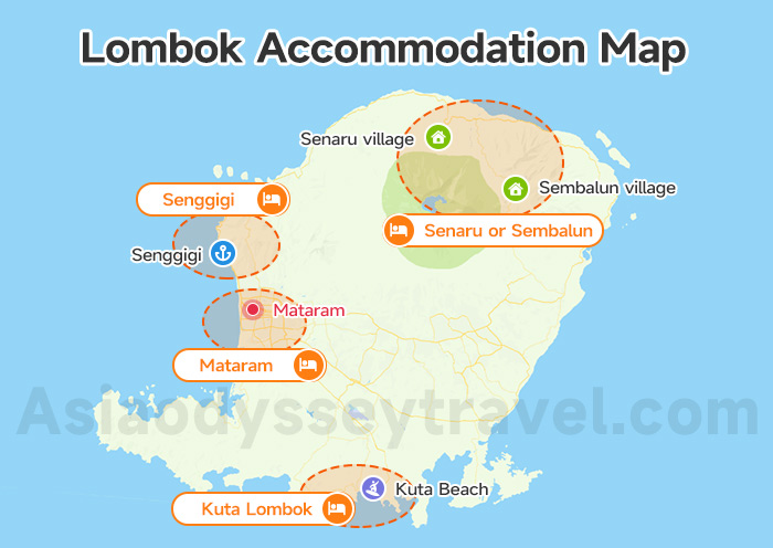 Lombok Accommodation Map