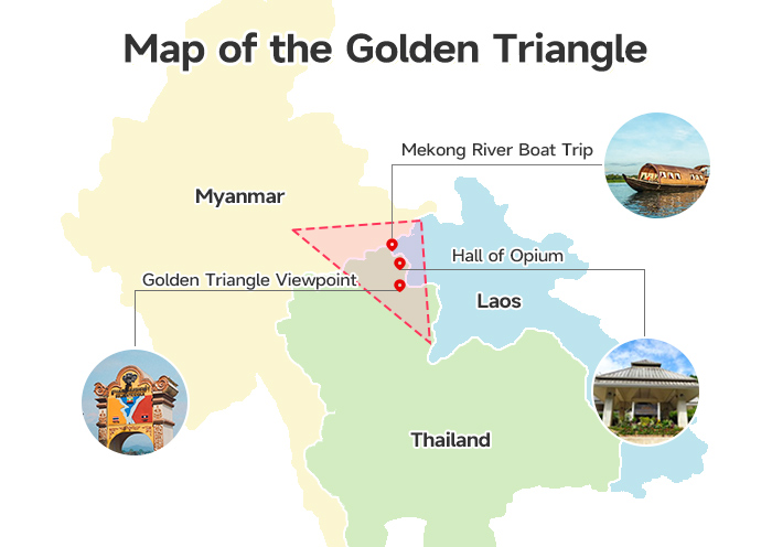 Map of the Golden Triangle in Southeast Asia