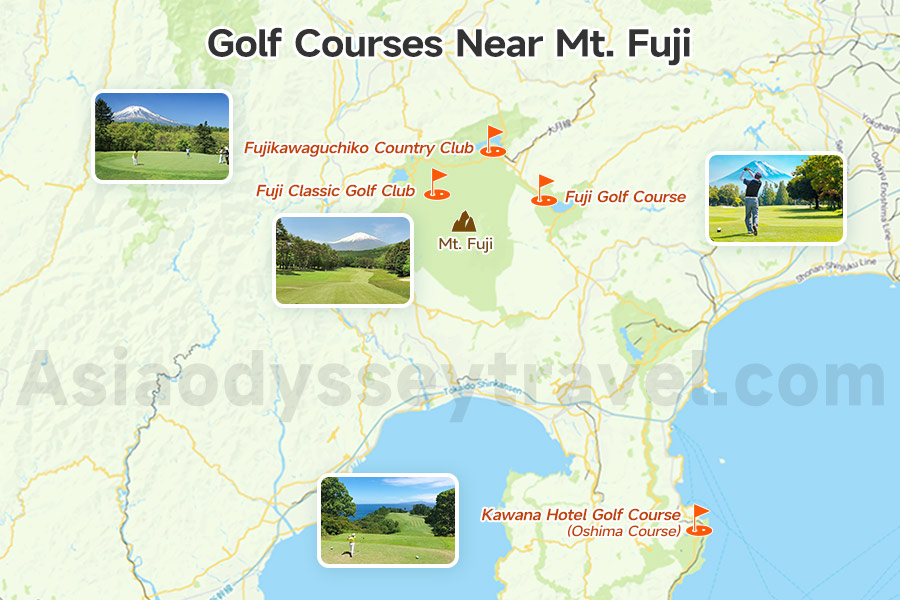 Golf Course Near Mt. Fuji on Map