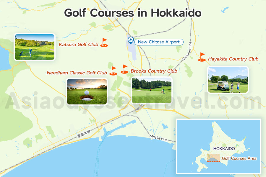Golf Courses in Hokkaido on Map