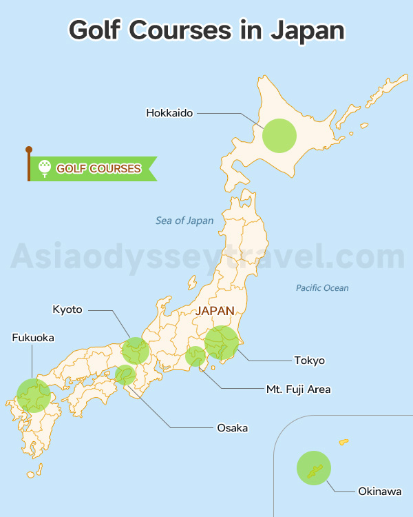 Golf Courses in Japan on Map