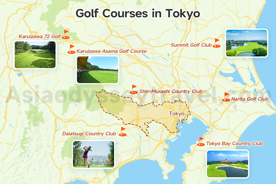 Golf Courses Near Tokyo on Map