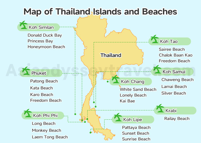 Map of Thailand Islands and Beaches