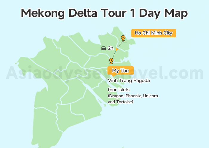 Mekong Delta Tour 1 Day Map