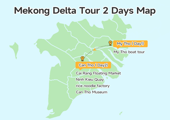 Mekong Delta Tour 2 Days Map