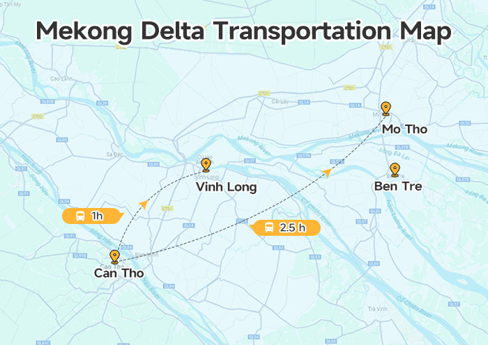 Mekong Delta Transportation Map
