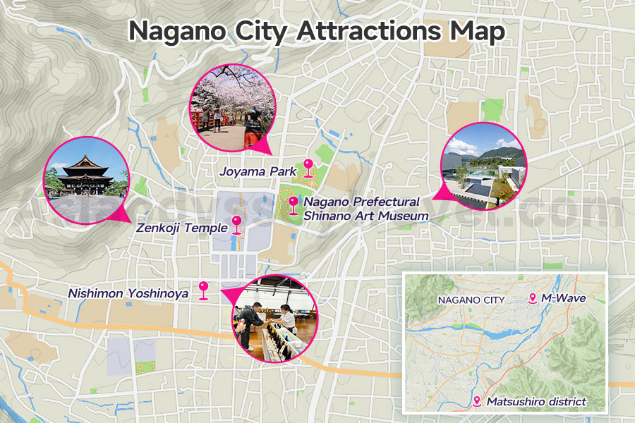 Nagano City Attractions Map