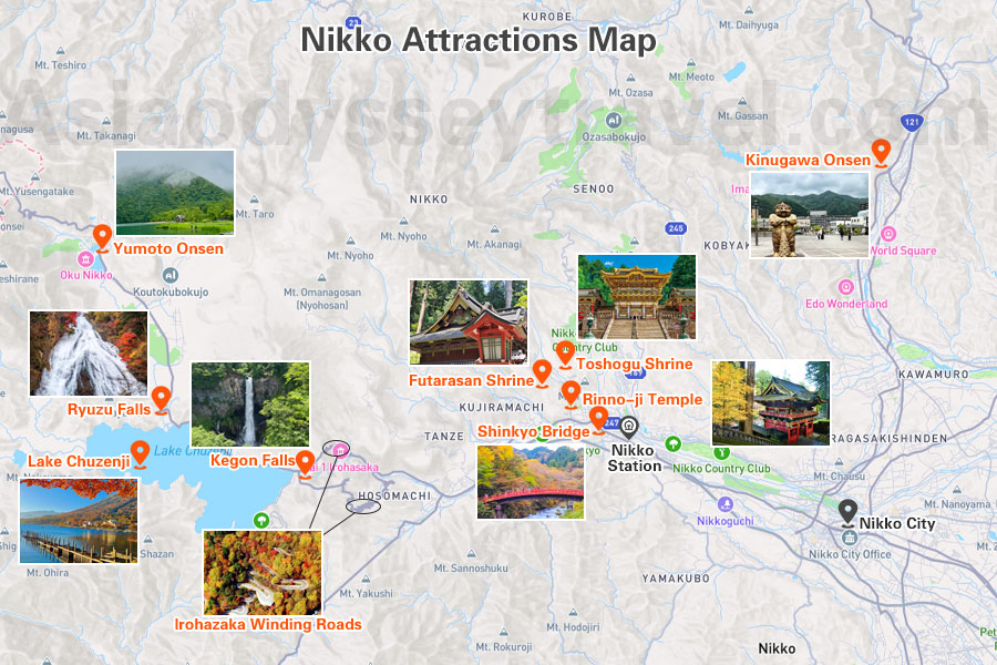 Japan Nikko Attractions Map