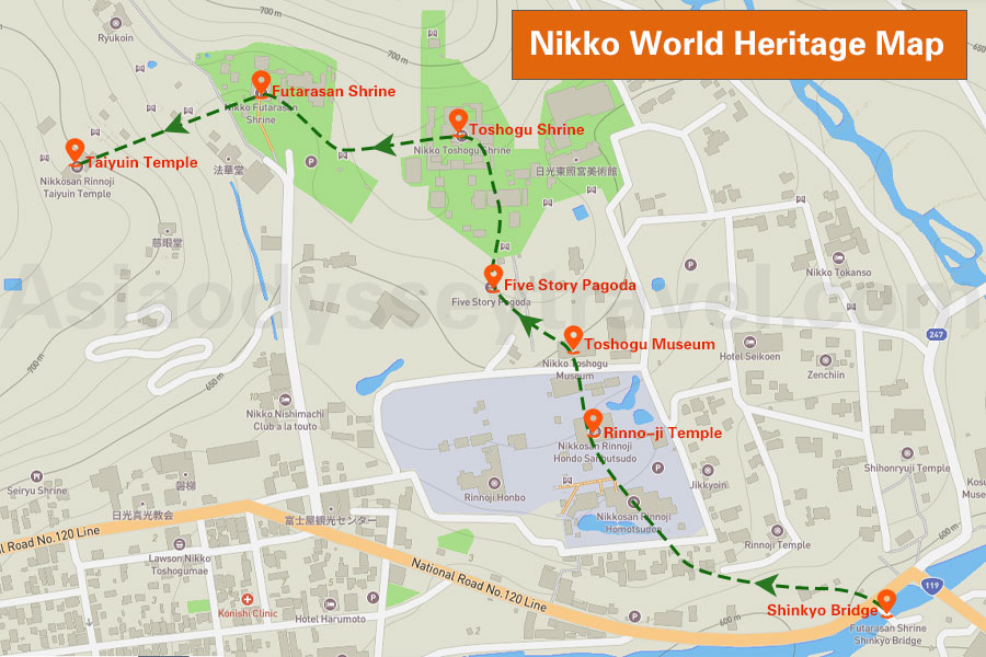 Japan Nikko World Heritage Map
