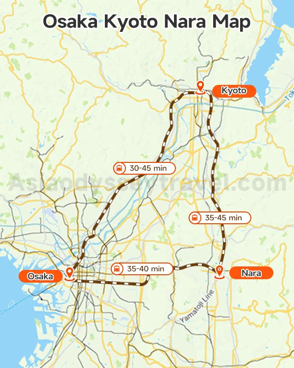 Osaka Kyoto Nara Map