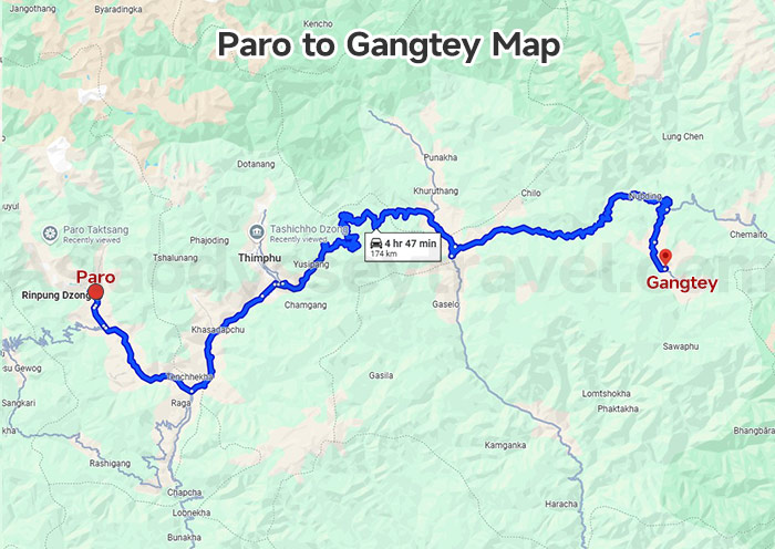 Bhutan Travel Map