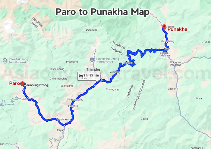 Bhutan Travel Map