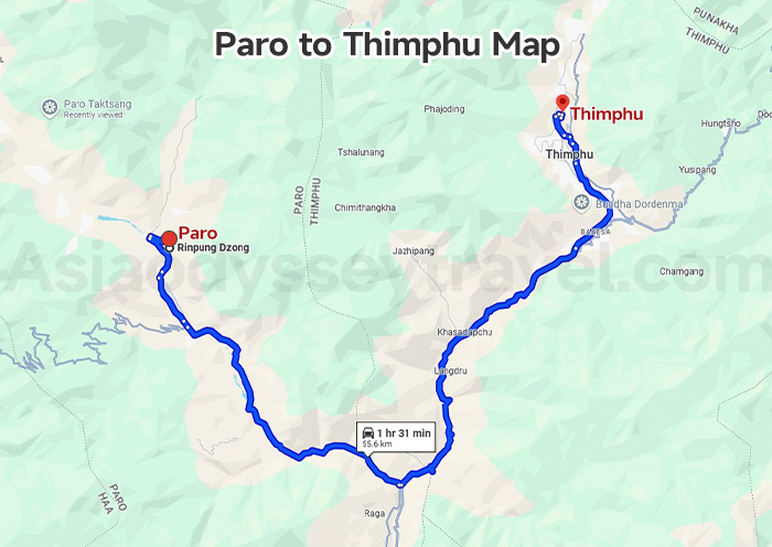 Bhutan Travel Map