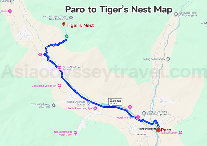 Bhutan Travel Map