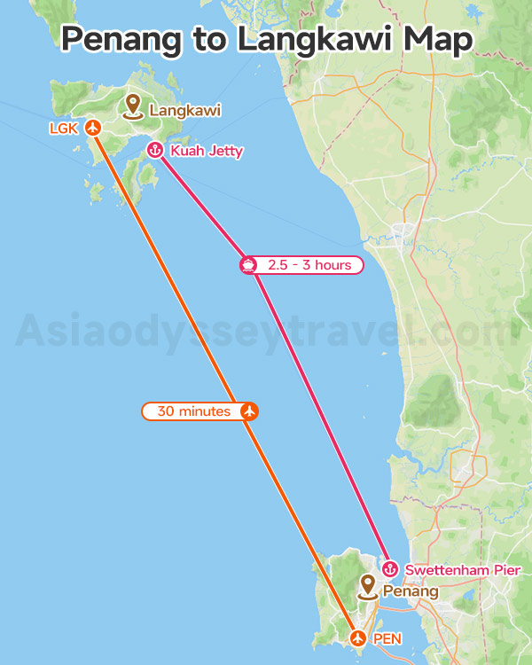 Penang to Langkawi Map